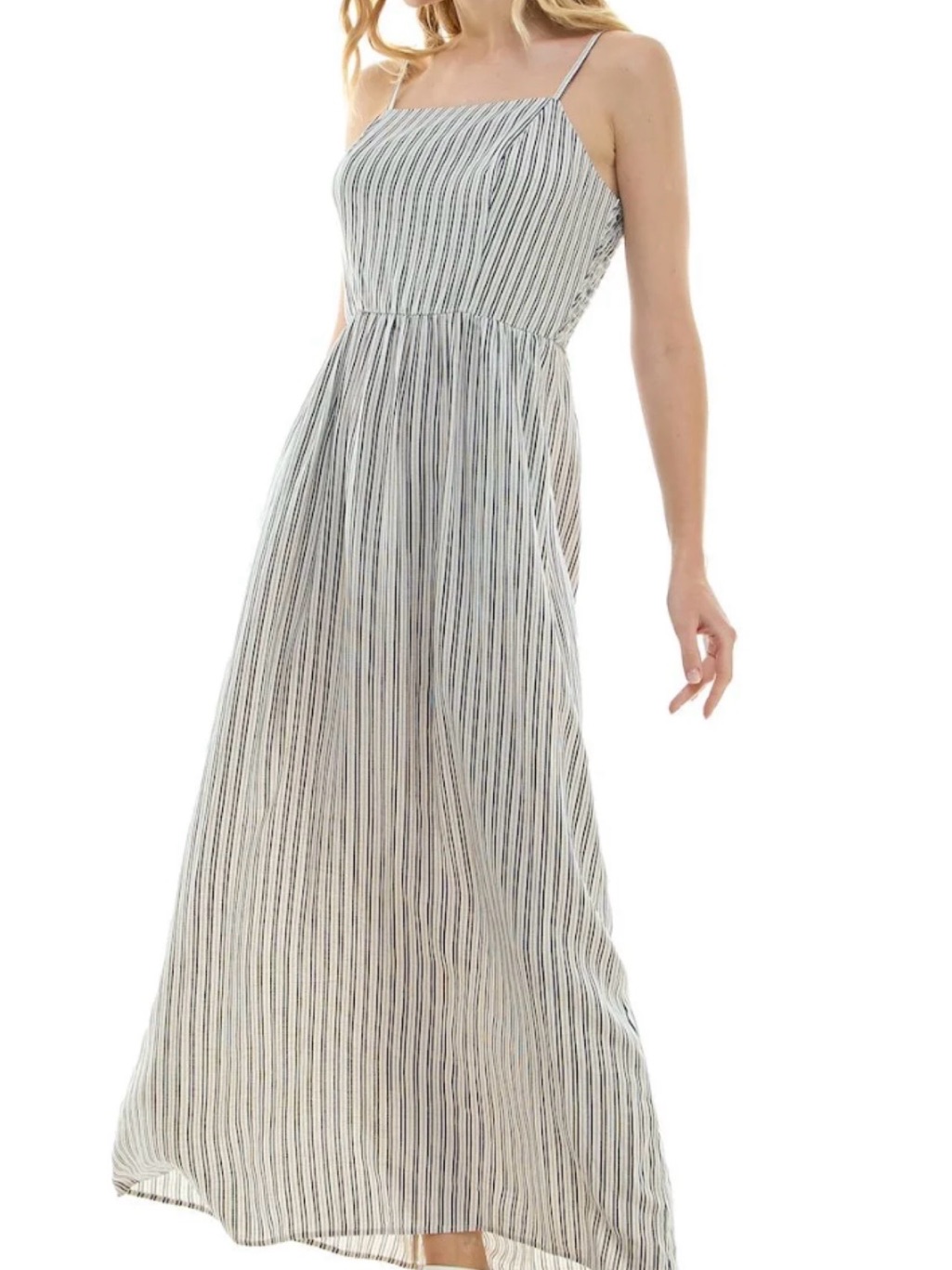 Lily Rose Striped Spaghetti-Strap Maxi Dress - White & Black